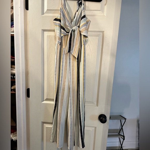 Buckle sleeveless tie striped multicolor jumpsuit romper XS X-small NWT - Picture 2 of 2